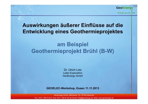 Ulrich Lotz, GeoEnergy GmbH - Geoelec