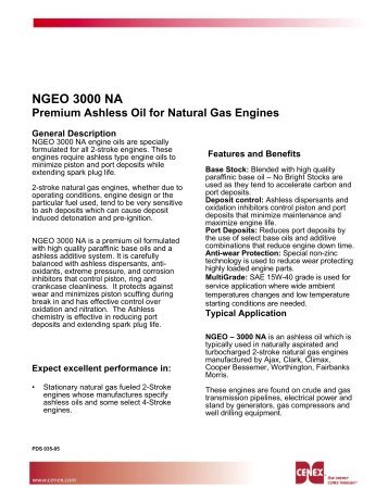 NGEO 3000 NA Premium Ashless Oil for Natural ... - Frontier Ag, Inc.