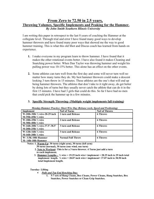 Throwing Volumes, Specific Implements and ... - USA Track & Field