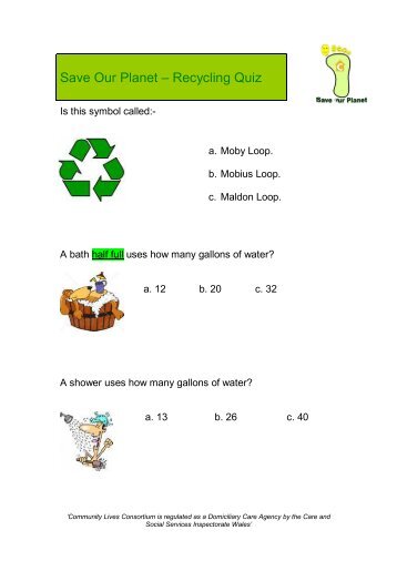 Save Our Planet – Recycling Quiz - Community Lives Consortium