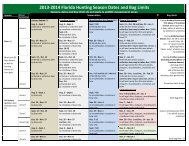 2013-2014 Florida Hunting Season Dates and Bag Limits