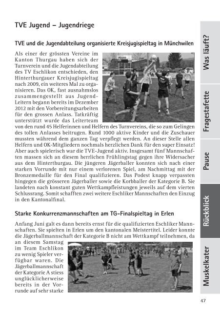 Muskelkater Herbstausgabe 2013 - Turnverein Eschlikon