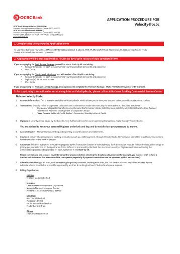 APPLICATION PROCEDURE FOR Velocity@ocbc - OCBC Bank