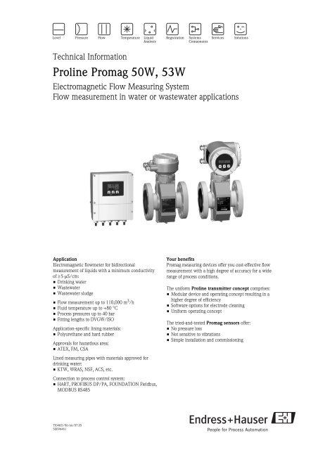 Proline Promag 50W, 53W; Technical Information TI