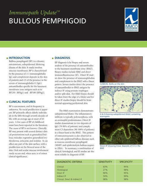 BULLOUS PEMPHIGOID - IMMCO Diagnostics