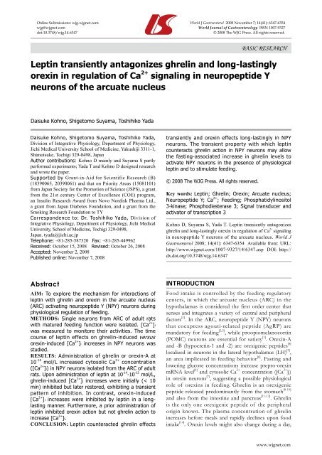 Leptin transiently antagonizes ghrelin and long-lastingly orexin in ...