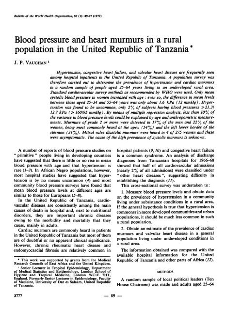 Blood pressure and heart murmurs in a rural population in the ...