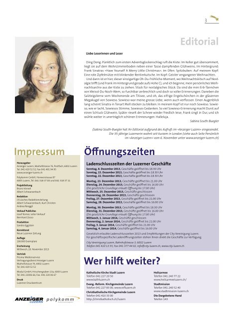 Anzeiger Luzern, Ausgabe WB, 20. November 2013