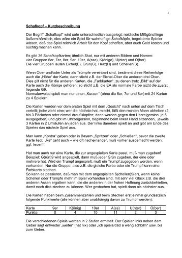 Schafkopf-Kurzbeschreibung PDF-Datei - Grafik, Kunst und Fotos