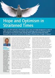 Hope and Optimism in Straitened Times - Bible Society