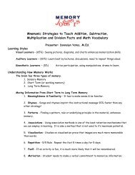 Mnemonic Strategies to Teach Addition, Subtraction, Multiplication ...