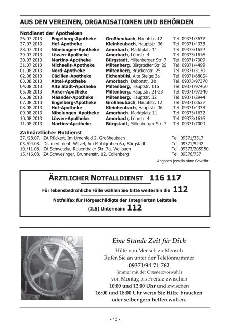 Großheubacher Nachrichten Ausgabe 15-2013 - STOPTEG Print ...