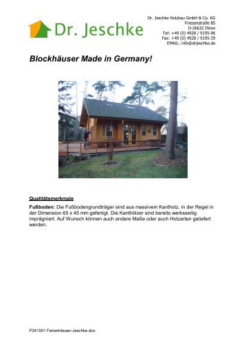 Blockhäuser Made in Germany! - Blockhaus-24