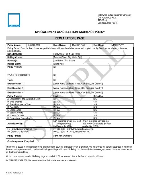 Sample Event Cancellation Policy - WedSafe