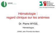 Hématologie : regard clinique sur les anémies - Romande