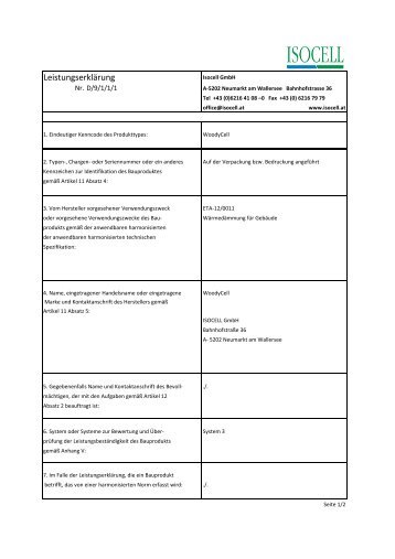 Leistungserklärung - Isocell