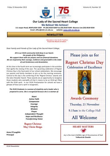 Newsletter No 18 November 15 2013 - Our Lady of the Sacred Heart ...