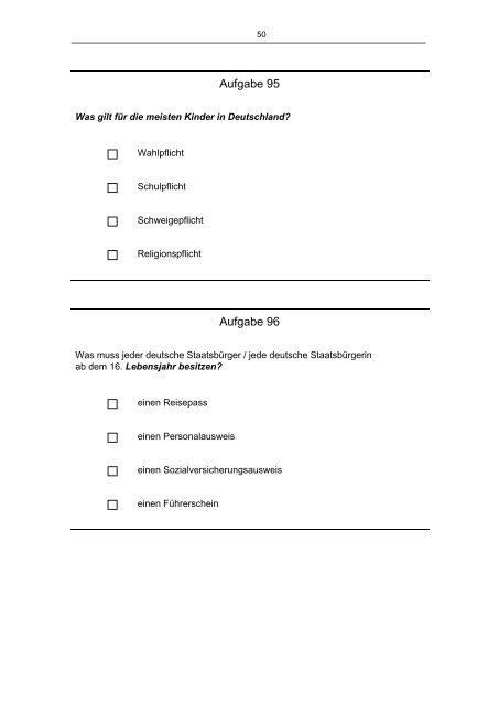 Gesamtfragenkatalog Zum Test Leben In Deutschland 50Aufgabe 95Was gilt für