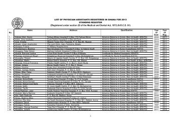 physician assistants' standing register 2013 - Medical & Dental ...