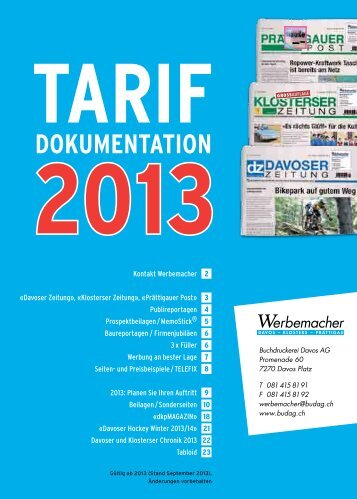 Tarifdokumentation der Davoser Zeitung als pdf - Prättigauer Post