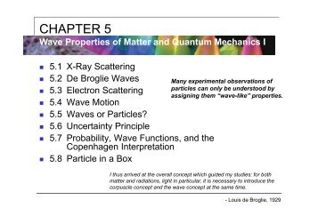 Wave Properties of Matter and Quantum Mechanics I - Optics Group