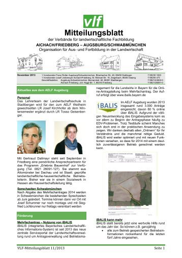 Rundbrief - Verband für landwirtschaftliche Fachbildung in Bayern eV