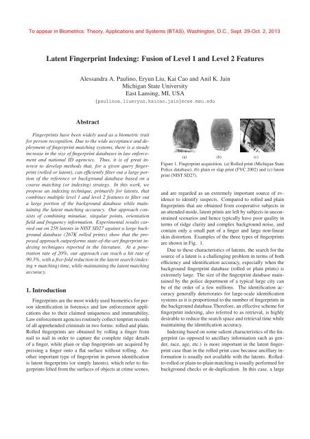 Latent Fingerprint Indexing - Computer Science and Engineering