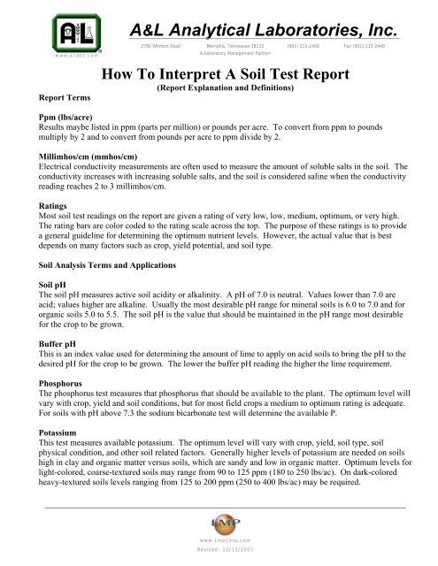 Interpret A Soil Test - A&L Analytical Laboratories, Inc.