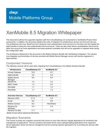 XenMobile Migration Whitepaper - Citrix Knowledge Center