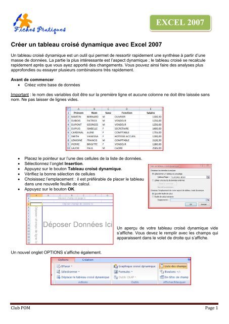 Créez un tableau croisé dynamique - mes fiches pratiques