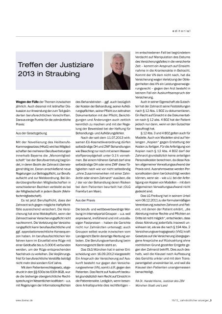 Zahnärztlicher Anzeiger Nr. 16 vom 29. Juli 2013