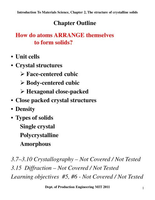 How do atoms ARRANGE themselves to form solids ... - MIT B.Tech