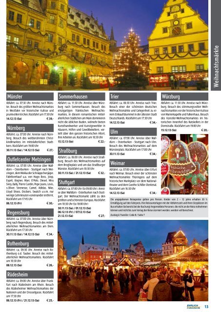 Weihnachtsmärkte - Ehrlich Touristik