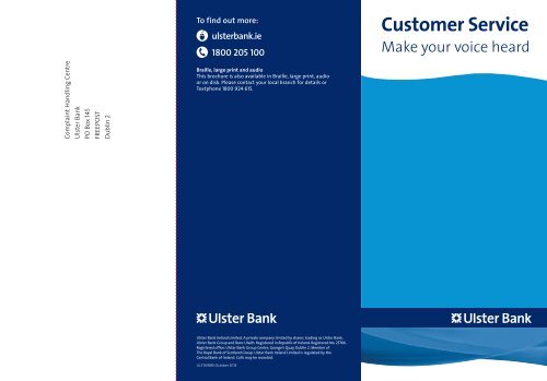 Customer Service - Make your voice heard - Ulster Bank