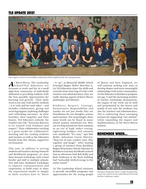 Kieve-Wavus News Spring 2013 - Camp Kieve