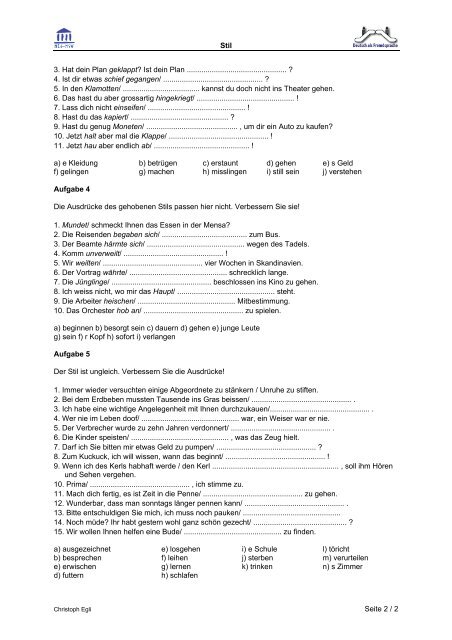 Gehobene Sprache und Umgangssprache