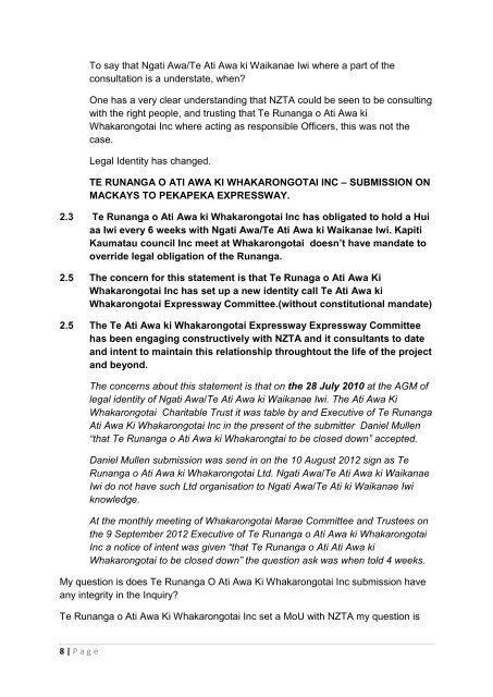 before board of inquiry mackays to peke peka expressway proposal