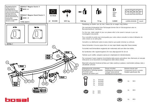 033111 RENAULT Megane Scenic II 2x M10x30 2x ... - Bertelshofer