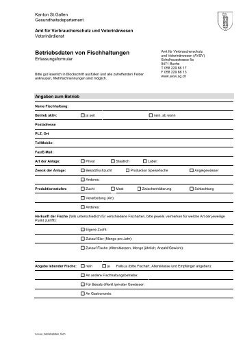 Formular zur Erfassung der Betriebsdaten von Fischhaltungen