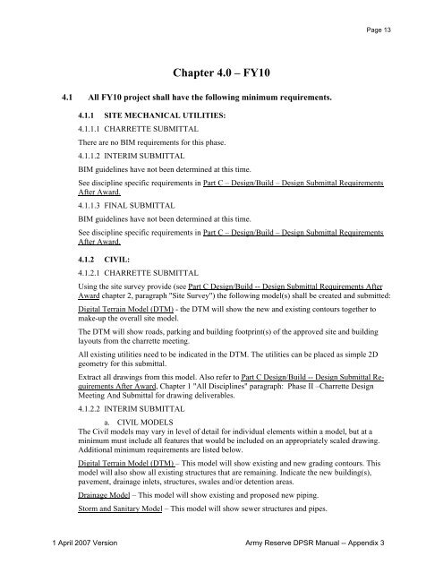 Army Reserve Design Process & Submittal Requirements Part C ...