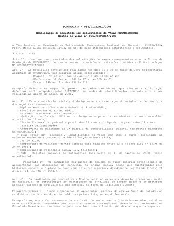 A Vice-Reitora de Graduação da Universidade ... - Unochapecó