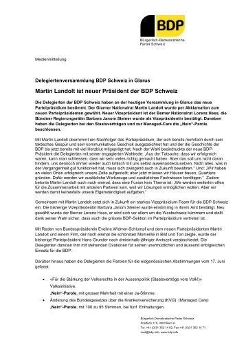 Martin Landolt ist neuer Präsident der BDP Schweiz