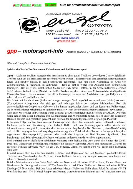 motorsport-info - gerd plietsch presse