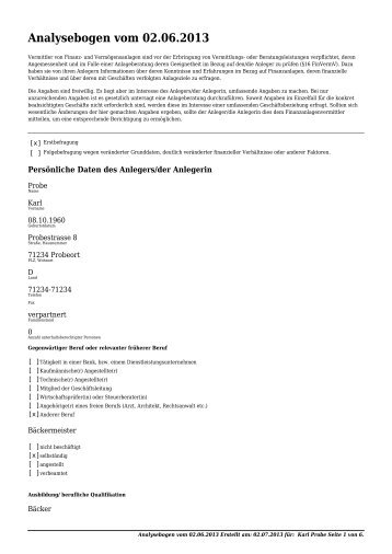 Musterformular Analysebogen - 34f-Dokumentation