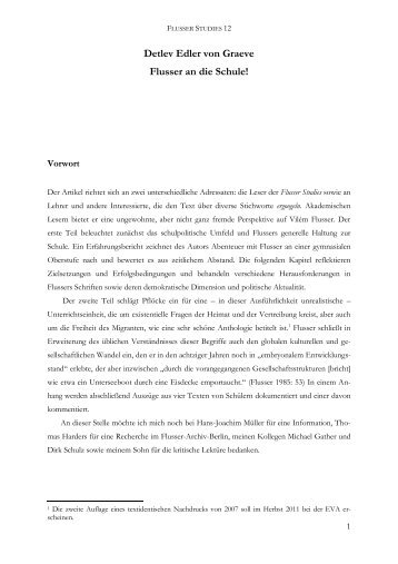 Detlev Edler von Graeve Flusser an die Schule! - Flusserstudies.net