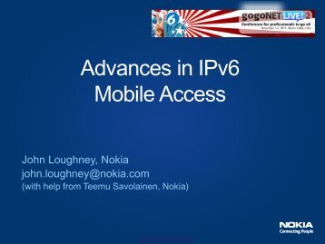 Advances in IPv6 Mobile Access - gogoNET LIVE!