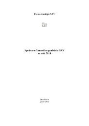 Správa o činnosti organizácie SAV za rok 2011 - Ústav etnológie SAV