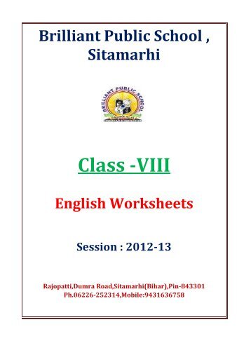 BRILLIANT PUBLIC SCHOOL, SITAMARHI Class VIII ... - edoqs