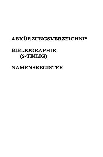 BIBLIOGRAPHIE NAMENSREGISTER - Springer