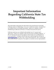 Important Information Regarding California State Tax Withholding